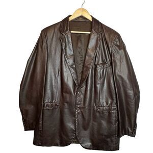 LAKELAND Vintage Dark Brown Leather Blazer Jacket Size 44